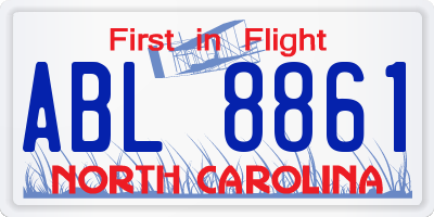 NC license plate ABL8861