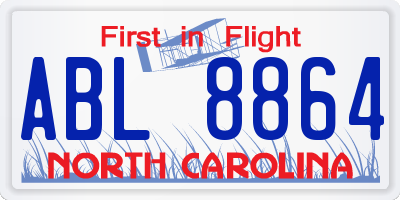 NC license plate ABL8864