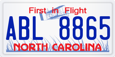 NC license plate ABL8865