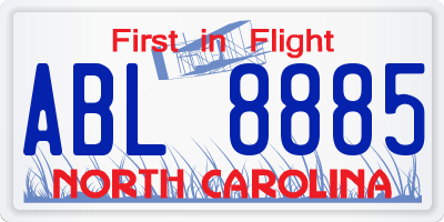 NC license plate ABL8885