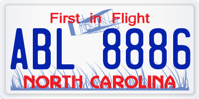 NC license plate ABL8886