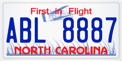 NC license plate ABL8887