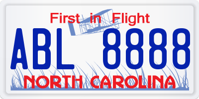 NC license plate ABL8888
