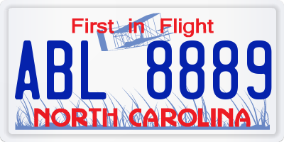 NC license plate ABL8889