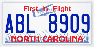 NC license plate ABL8909