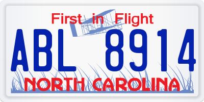 NC license plate ABL8914
