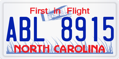 NC license plate ABL8915