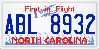 NC license plate ABL8932