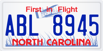NC license plate ABL8945
