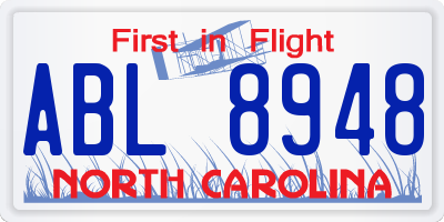 NC license plate ABL8948