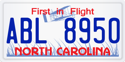 NC license plate ABL8950