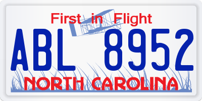 NC license plate ABL8952