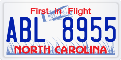 NC license plate ABL8955
