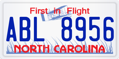 NC license plate ABL8956
