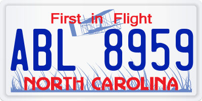 NC license plate ABL8959
