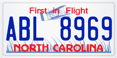 NC license plate ABL8969