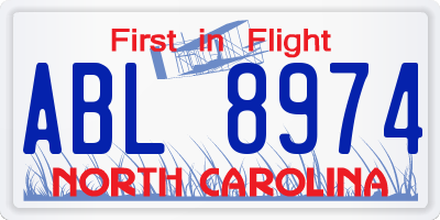 NC license plate ABL8974