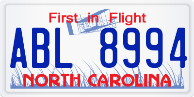 NC license plate ABL8994