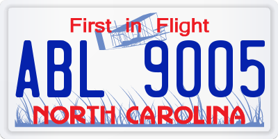 NC license plate ABL9005