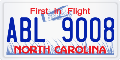 NC license plate ABL9008