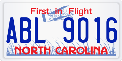 NC license plate ABL9016