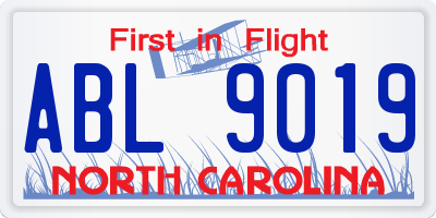 NC license plate ABL9019