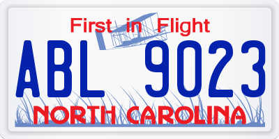 NC license plate ABL9023