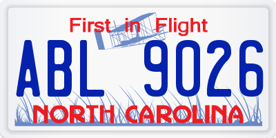 NC license plate ABL9026