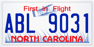 NC license plate ABL9031