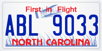 NC license plate ABL9033
