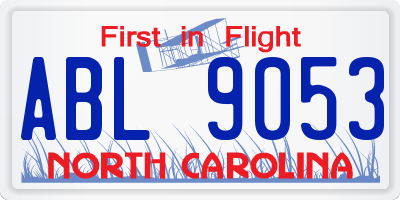NC license plate ABL9053
