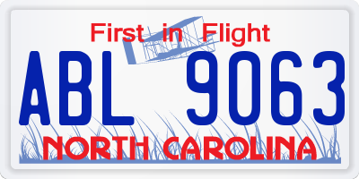 NC license plate ABL9063