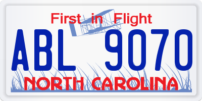 NC license plate ABL9070