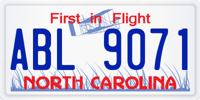 NC license plate ABL9071