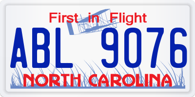 NC license plate ABL9076