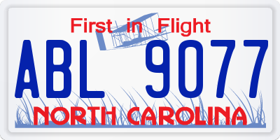 NC license plate ABL9077