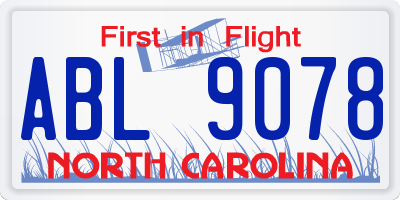 NC license plate ABL9078