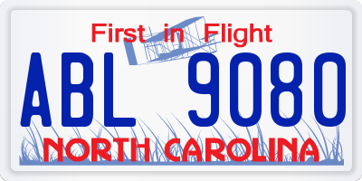 NC license plate ABL9080