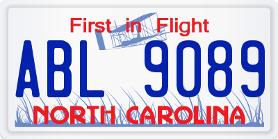 NC license plate ABL9089