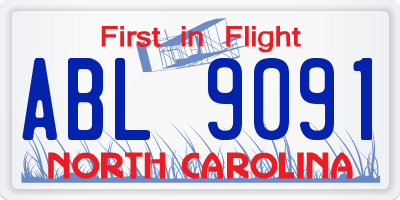 NC license plate ABL9091