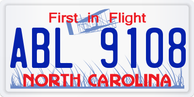 NC license plate ABL9108