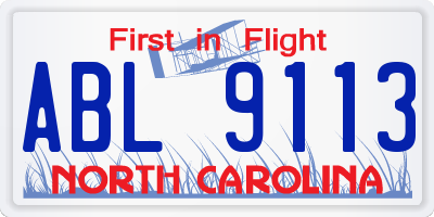 NC license plate ABL9113