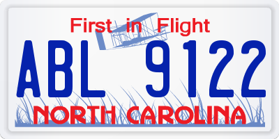 NC license plate ABL9122