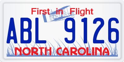NC license plate ABL9126
