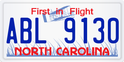 NC license plate ABL9130