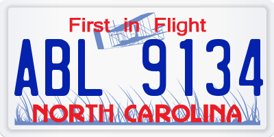 NC license plate ABL9134