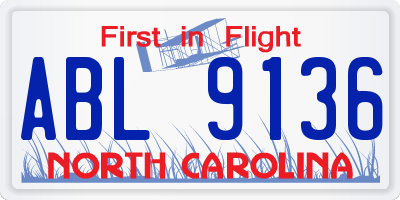 NC license plate ABL9136