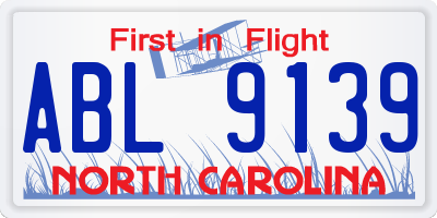 NC license plate ABL9139