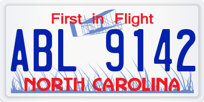 NC license plate ABL9142
