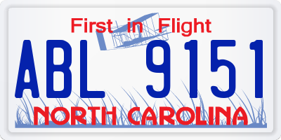 NC license plate ABL9151